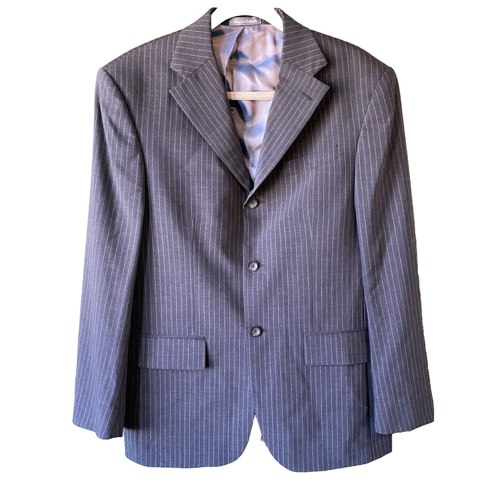 Oscar De La Renta Mens 38R Blazer Gray Wool Sportscoat Business Office Career